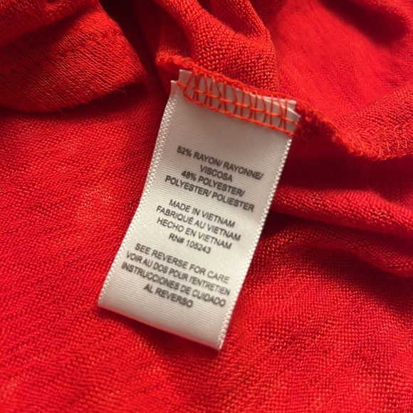 Bobeau Red Flutter Sleeve Tie Front Top - Picture 5 of 6